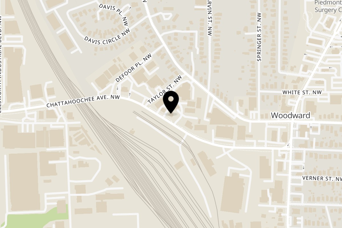 Map showing the location of BARA on 999 Chattahoochee Ave NW in Atlanta